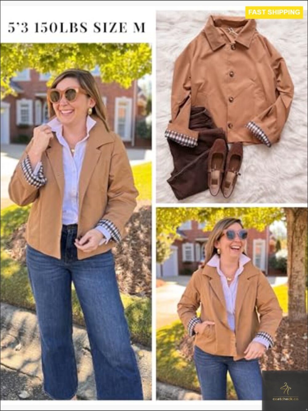 Women's Casual Jacket Lightweight Structured Trench Style Button Front with - Picture 5 of 7